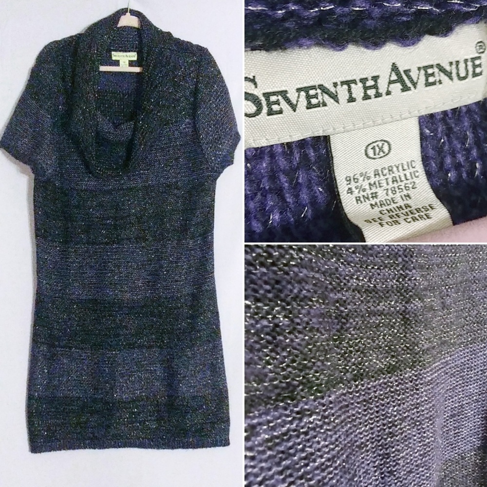 1X Purple/Black (sparkly) Sweater Dress / Tunic